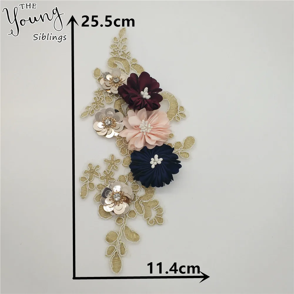 Новое поступление Блестящий 3D Цветочный кружевной воротник швейная аппликация