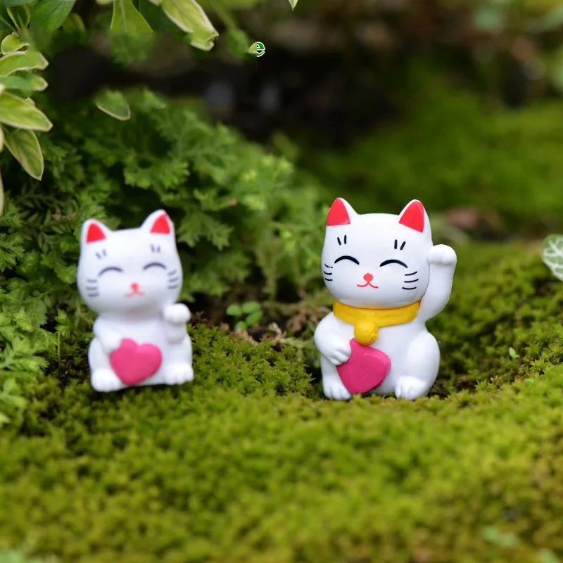 2 Шт. Лаки Деньги Cat DIY Смолы Фея Сад Ремесло Украшения Миниатюрный Микро-Gnome