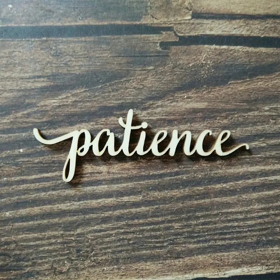 patience 10 шт. любовь сценарий слово знак дерева деревянные слова знак Книги по искусству деревенский курсивом украшения комнаты стене висит лазерная резка незавершенного дерево - Цвет: patience