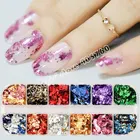 Цветные алюминиевые нестандартные голографические блестящие фольги для ногтей, зеркальные Блестки для маникюра сделай сам, 12 шт.набор или 1 баночка, пудра с пайетками