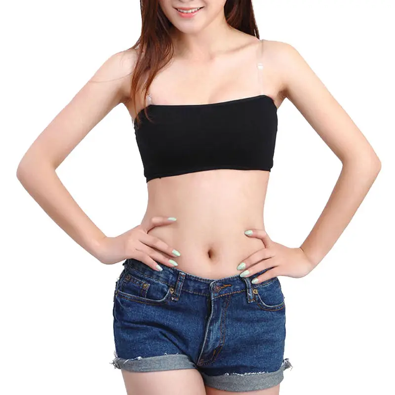 Новый сексуальный черный бесшовный без бретелек бандо Труба Топы для девушек