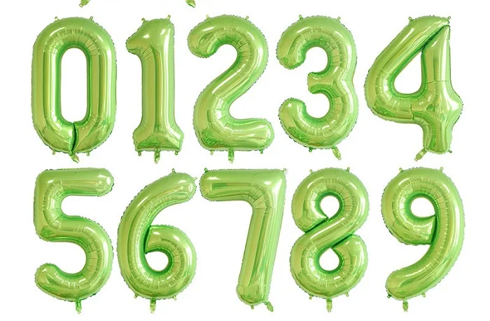 green 40 дюймов шар с цифрами 1, 2, 3, 4, 5 цифр гелиевые шары из фольги для детского душа 1 день рождения, вечеринки, свадьбы, декоративные шары, принадлежности - Цвет: green