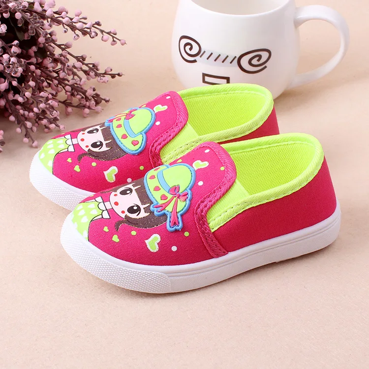 Spring Children Girls Shoes Fashion Cartoon Kids Baby Canvas Flower Low Foot Wrapping Single Casual Sports | Детская одежда и