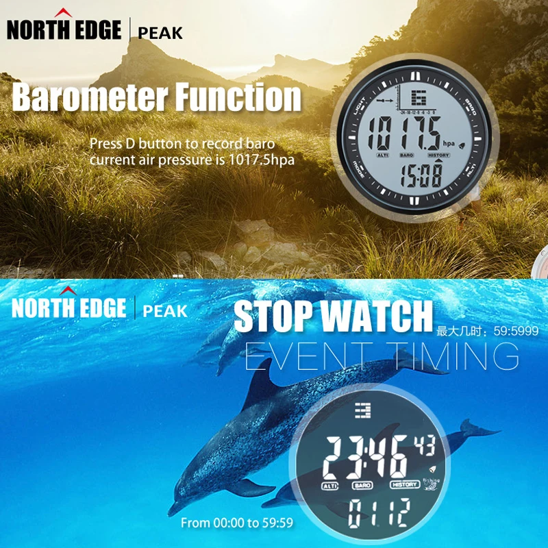Цифровые мужские часы Northedge спортивные для улицы светодиодные цифровые 50 м