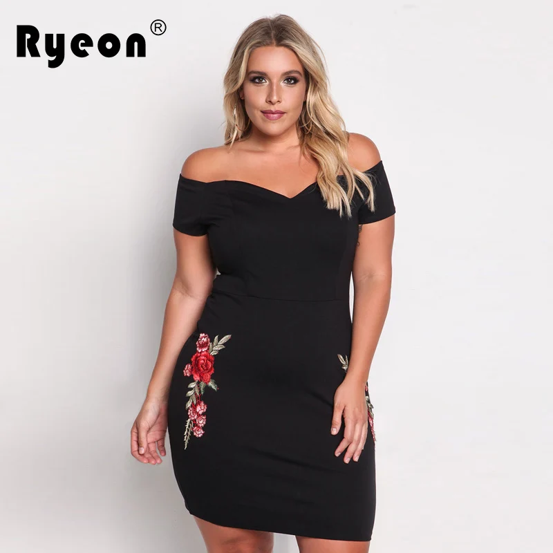 Ryeon плюс Размеры партии 2017 Для женщин летнее платье с открытыми плечами пикантные