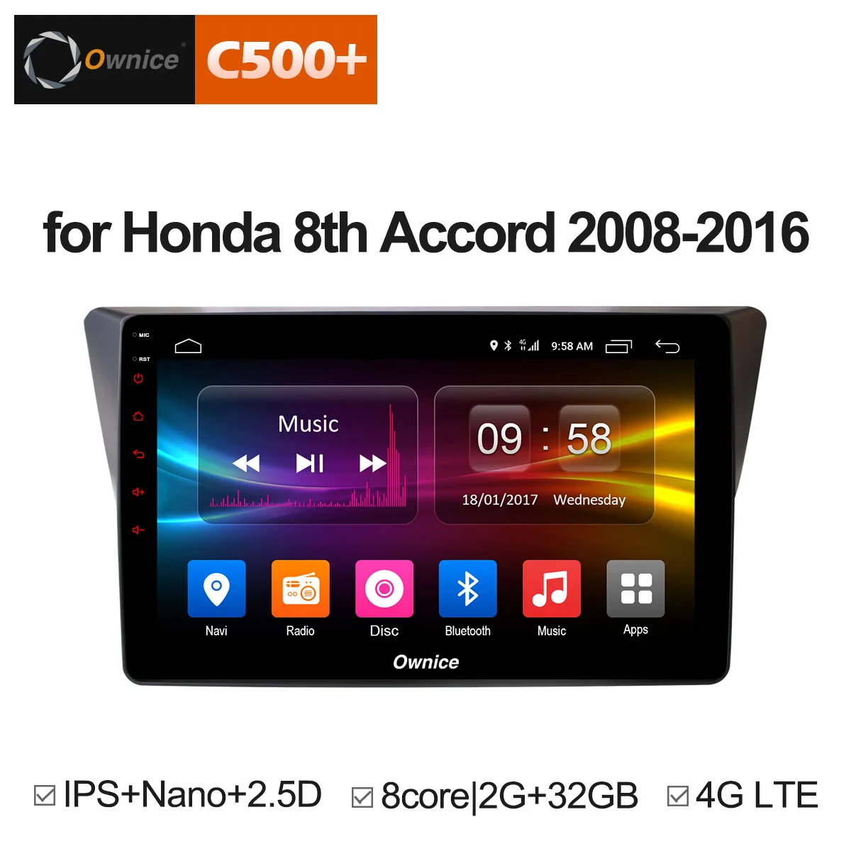 Ownice C500 + G10 Octa 8 Core Android 1 Автомобильный DVD плеер для Honda Accord 8th 2008 2009 2010 2011 2012 gps 32G