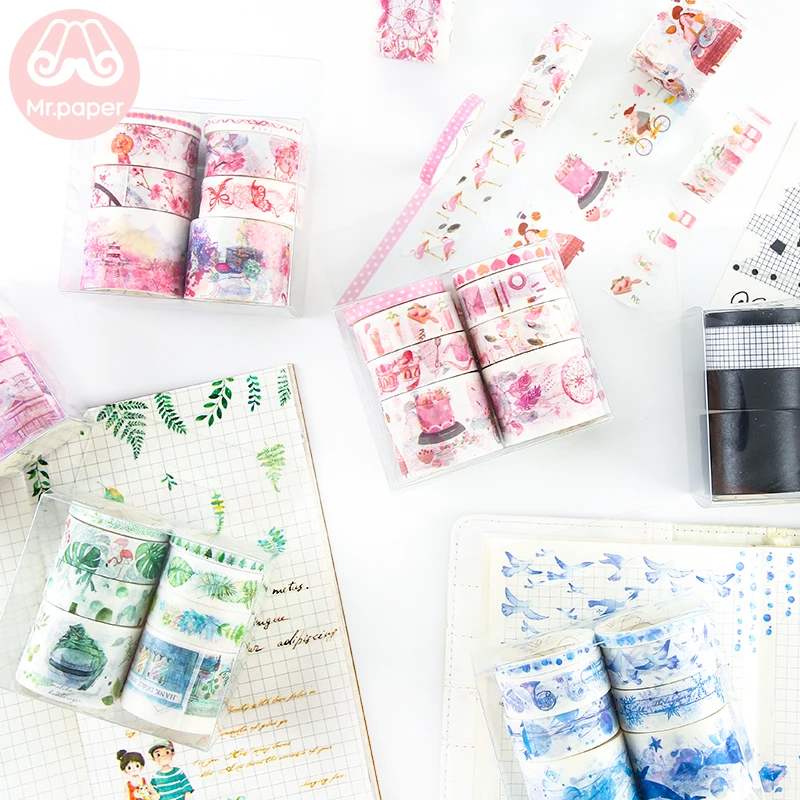 

Mr Paper 8 шт./компл. 24 дизайна DIY скрапбукинга, планировщик, декоративные ленты Васи, каваи, мечтательная Девичья Цветная декоративная лента для ...