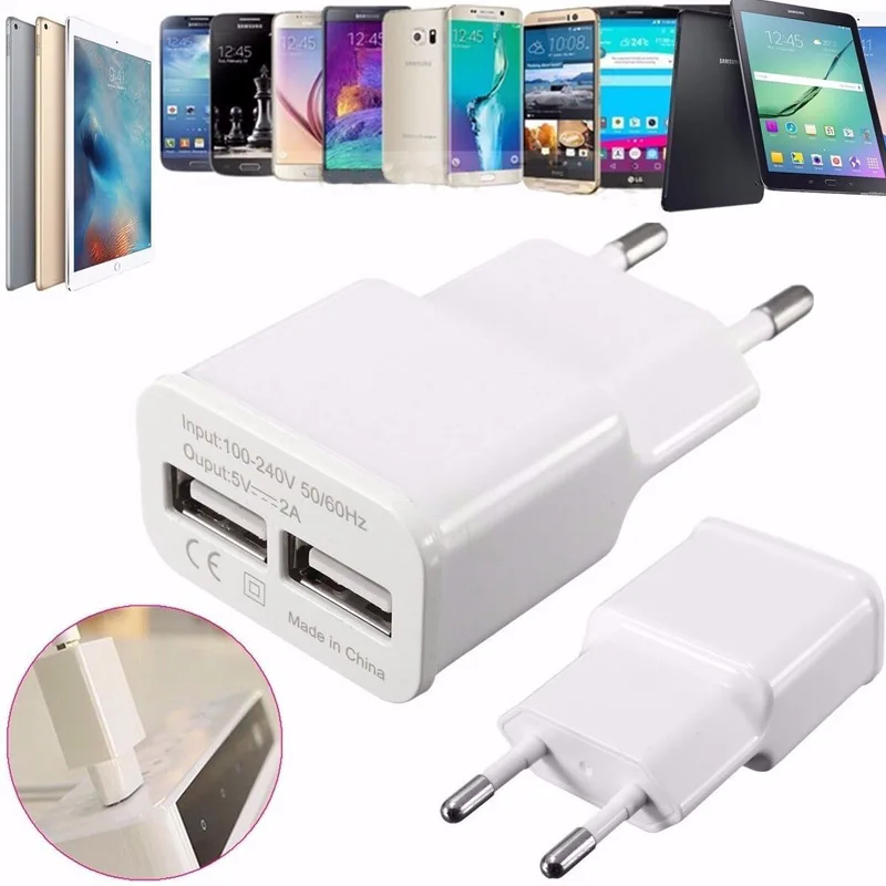 Сетевое зарядное устройство с двумя usb-портами 5 В 2 А для Samsung iPhone 7 европейская