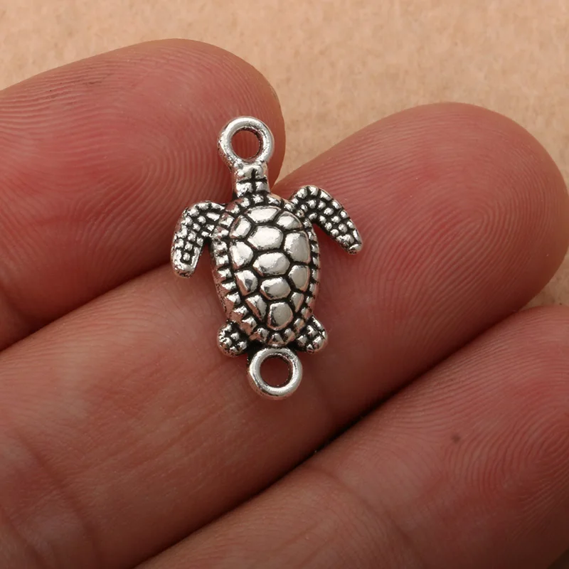 10 шт. Античная Посеребренная черепаха Шарм Разъем для изготовления ювелирных