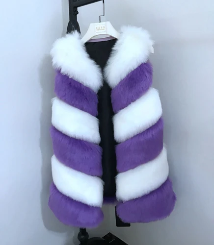 Purple ZADORIN, новая зимняя мода, женская жилетка, цветная, пушистая, искусственный мех, жилет для женщин, плюс размер, искусственный мех, легкое пальто, Mujer Veste fourrure - Цвет: Purple