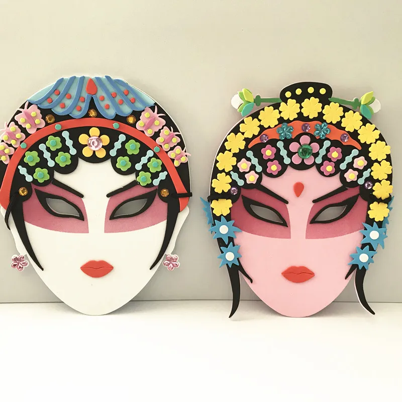 Happyxuan, 4 шт., Китайская традиционная Пекинская опера, маска EVA, стикер, детский набор для рукоделия, сделай сам, креативные игрушки для детского сада, Новинка
