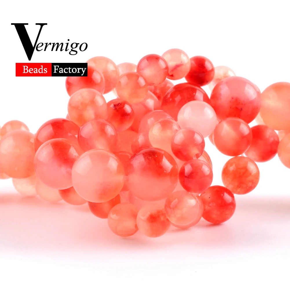 Оптовые Продажи Бусины из натурального камня арбуз красные нефриты круглые