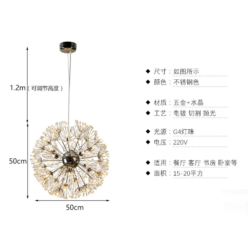 

Vintage hanging lamp Loft Chandelier lighting modern led Retro nordic light dandelion suspension luminaire Lights handmade