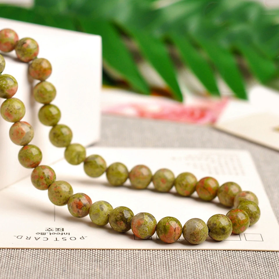 SAEN оптовая продажа бусины из натурального камня красные и зеленые круглые для