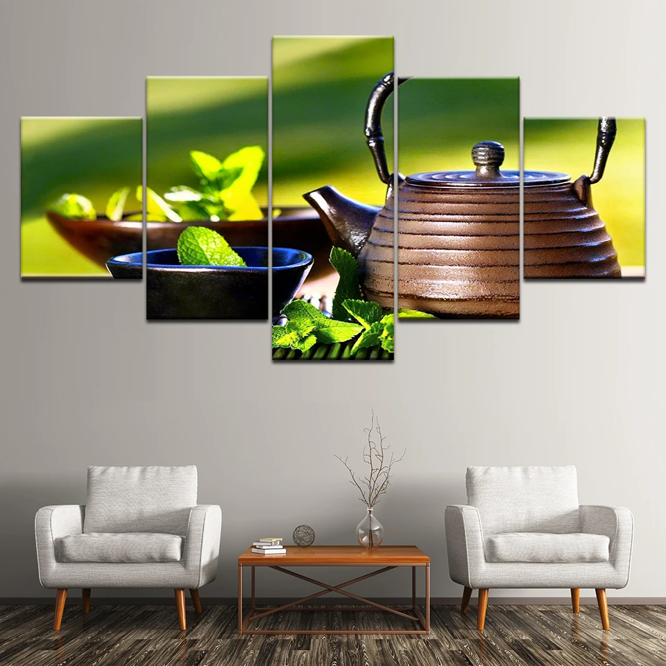 5 панелей на холсте с рамкой фото принты дзен камень цветы бамбук Настенная