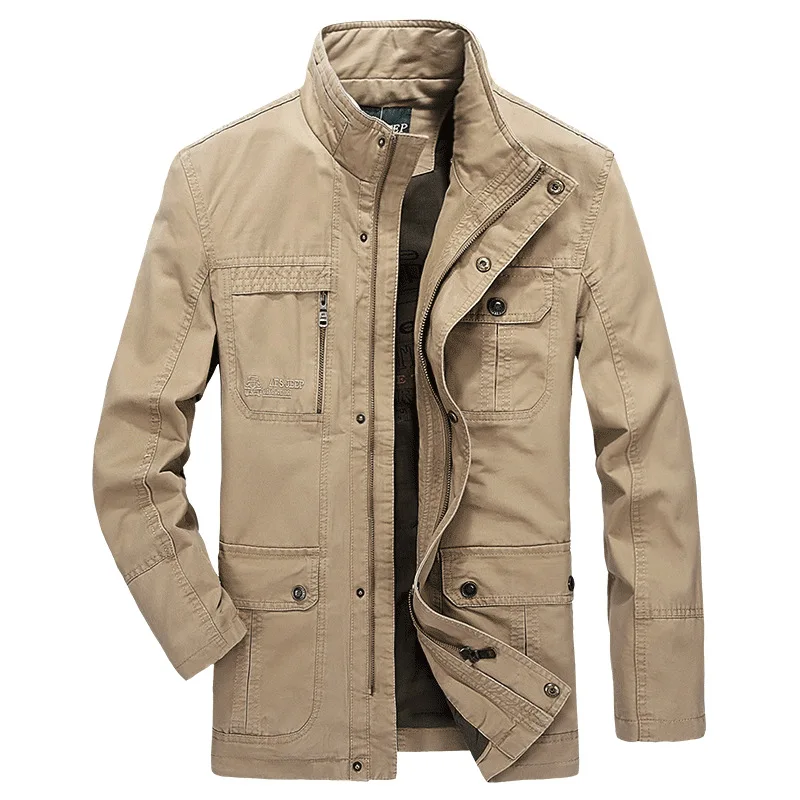 Military Jacket Men Brand Spring &amp Autumn Cargo Army Coats Solid Cotton Male jaqueta masculina Size 4XL Veste hommes militaire | Мужская