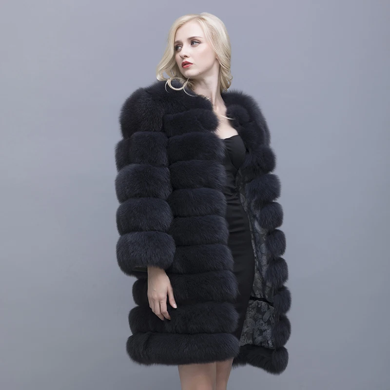 QIUSIDUN Genuine Pure Natural Long Sleeved Round Fox Fur Coat Winter Long Detachable Fashion  Coat Women's Clothing Large size