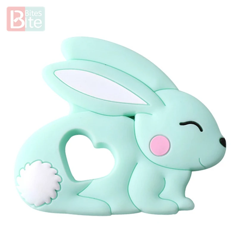 Bunny Mint Кусачки 1 шт. Силиконовые Прорезыватели для зубов Единорог Пищевой Силиконовый грызунок для малышей кусачки крошечный стержень Товары для малышей BPA бесплатно мультфильм детский Прорезыватель - Цвет: Bunny Mint