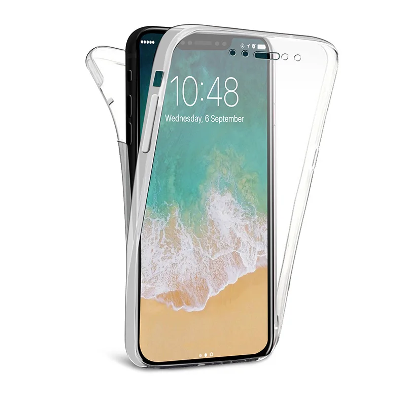 Полностью закрытый Мягкий силиконовый прозрачный чехол из ТПУ для iPhone X XS