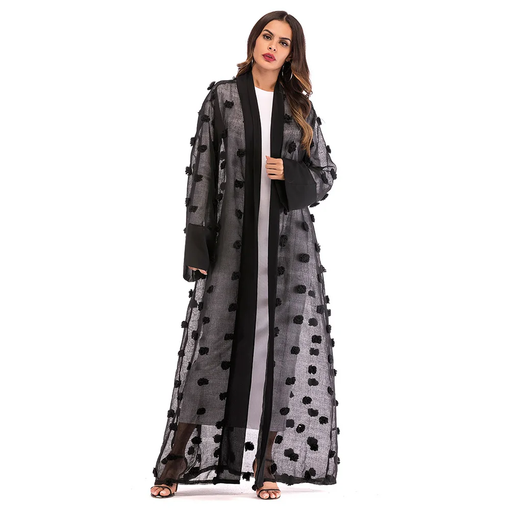 2018 Grenadine повседневные аппликации Abaya женские мусульманские длинные Размеры длинный рукав Традиционный