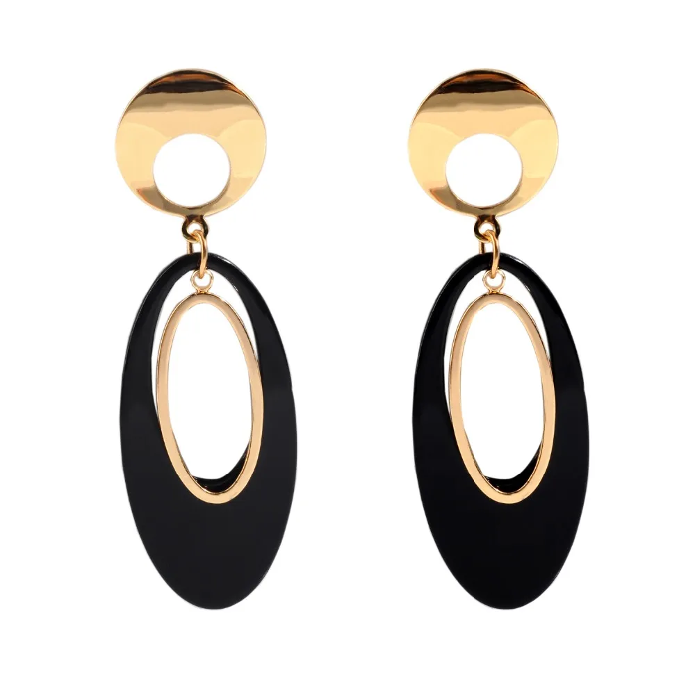 Женские Геометрические акриловые серьги овальной формы с металлическим