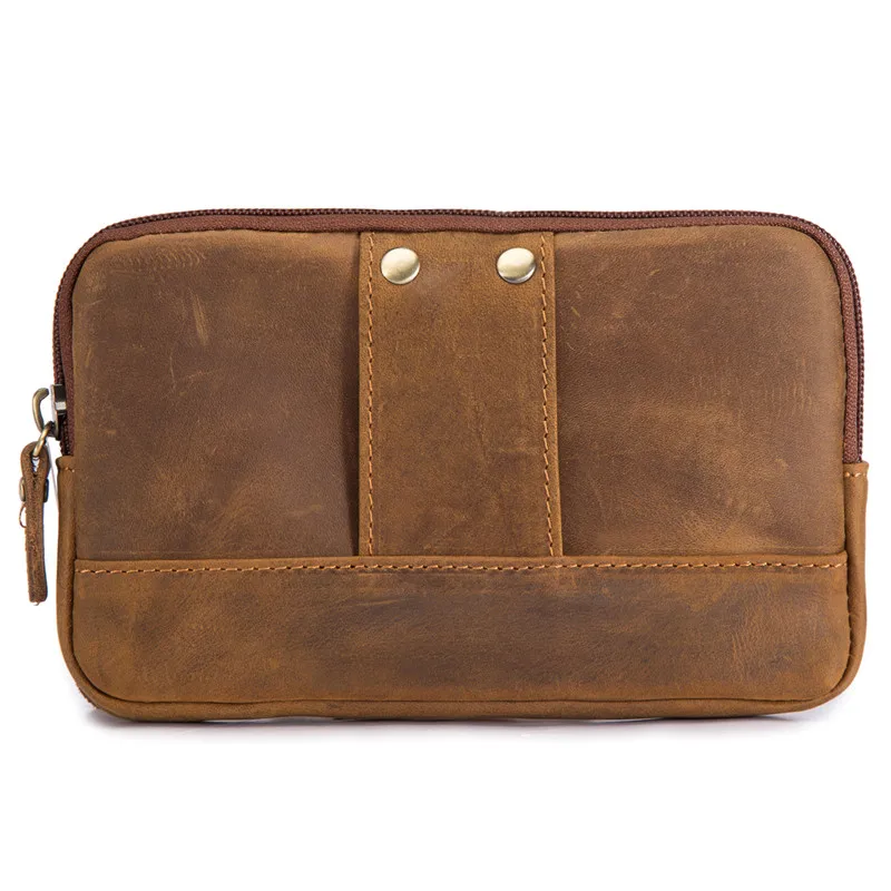 Men's Clutch Bag Genuine Leather Money Clip Handy Male Long Wallet Purses Pack Zipper Buckle Carteira Masculina Business Travel