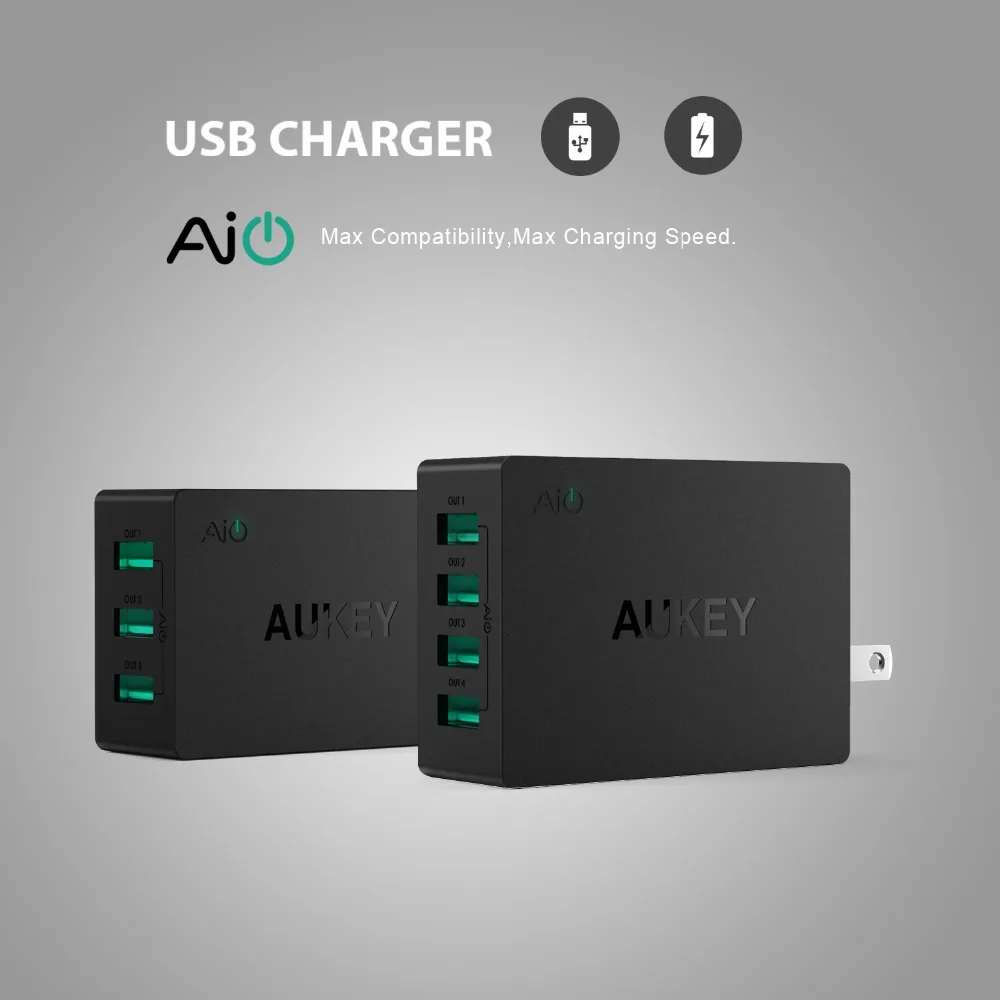 AUKEY 3 4 порта USB зарядное устройство 2.4A Быстрая зарядка умный мобильный телефон для