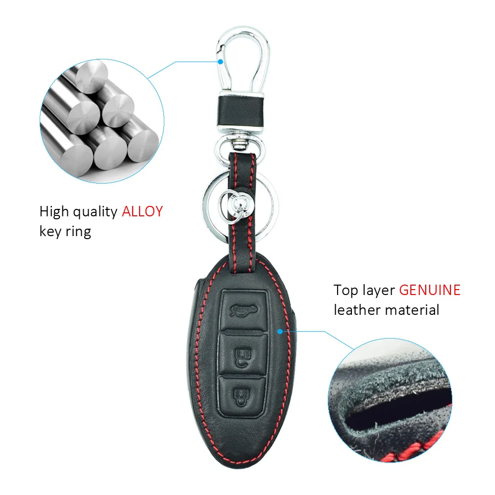 ATOBABI ключи случае 3 пуговицы пояса из натуральной кожи Smart Remote Обложка для Nissan