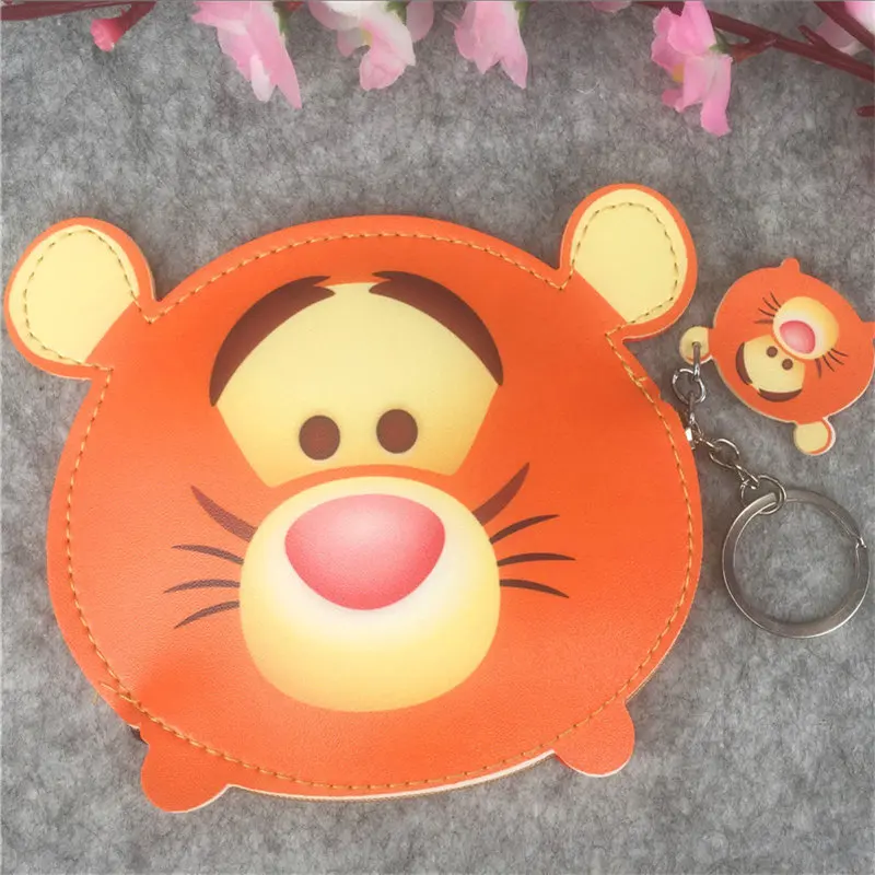 Disney мультфильм портмоне Медведь Тигр Микки Маус мальчики из искусственной кожи автобус карты брелок для ключей маленькая девочка кошельки