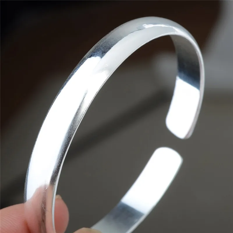 1 шт серебряный цвет гладкий браслет для женщин модные элегантные Открытые