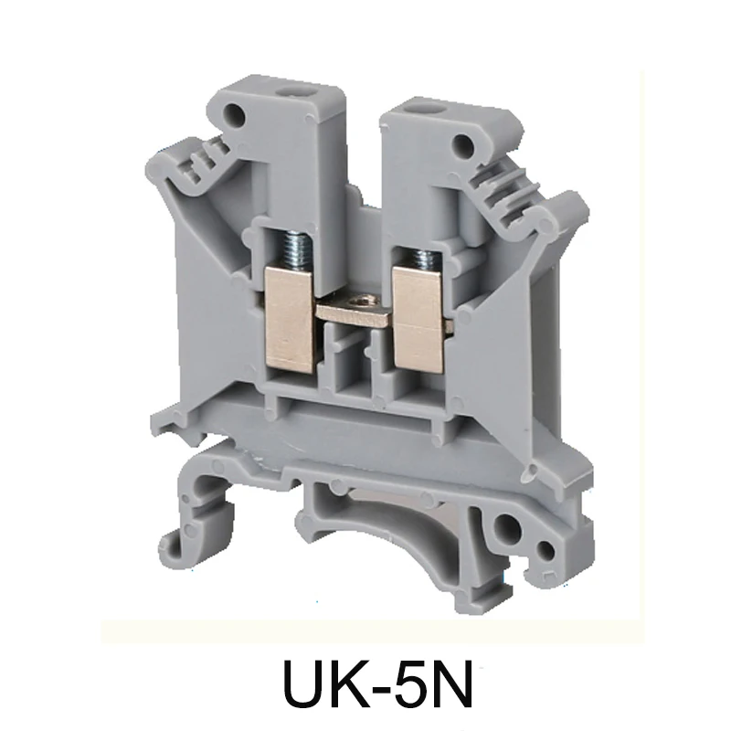 

100PCS/lot UK-5N Din Rail Uneiversal Terminal Blocks Screw Rail Universal Class Terminal Blocks Lug Plate Wring Row
