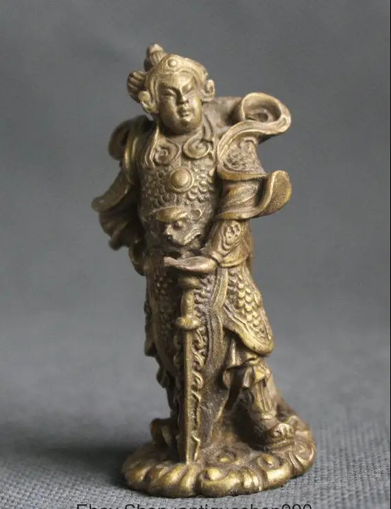 Chinese Fengshui Brass Stand Warrior Veda Wei Tuo Boddhisattva Statue Sculpture | Дом и сад