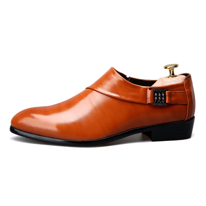 2017 Зима Патент Мужские Платья Обувь для Мужчин Острым Носом Обуви Дышащая