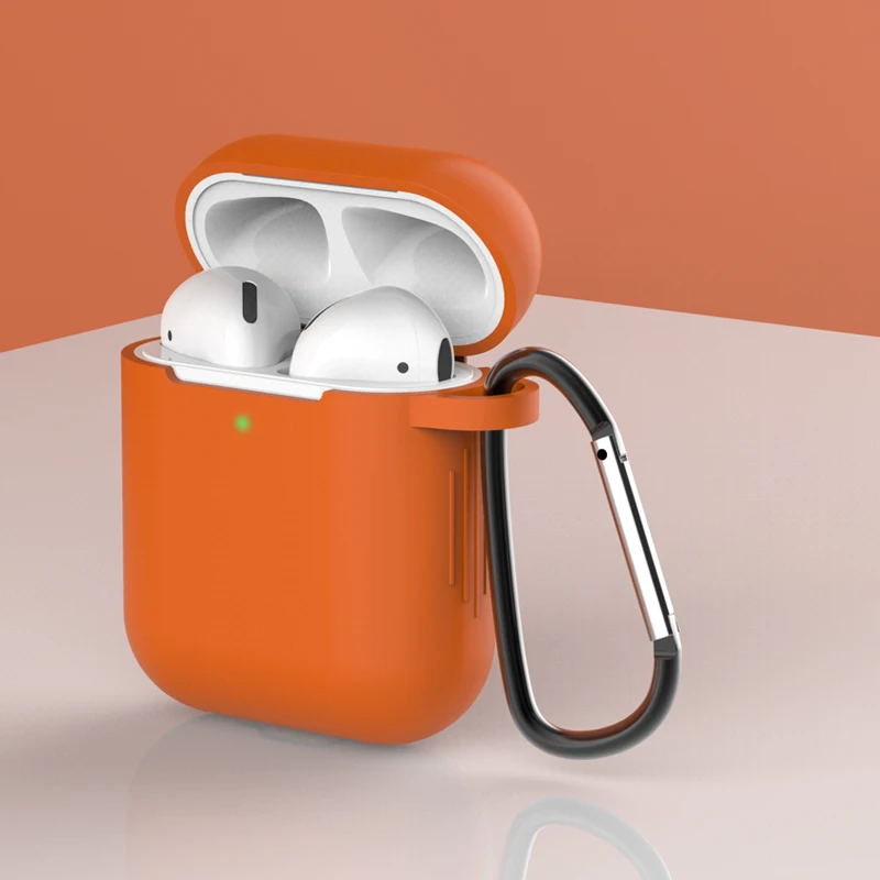 Силиконовые чехлы для Airpods 2-й защитный чехол для наушников чехол для Apple AirPods 1/2 Air pods 2 ударопрочный чехол с крюком