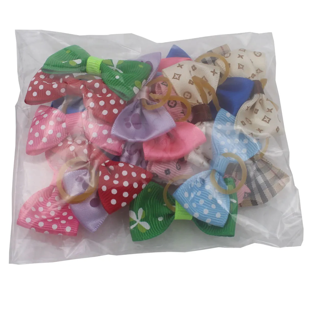 20 штук в упаковке разные банты для волос кошек и собак с резиновыми лентами