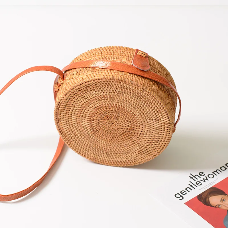 Вьетнамская ручная тканая сумка круглые соломенные сумки из ротанга в богемном