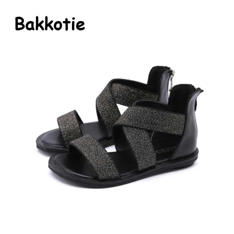 Bakkotie 2018 Лето Новые детские черный гладиатор сладкий сандалии малышей вечерние