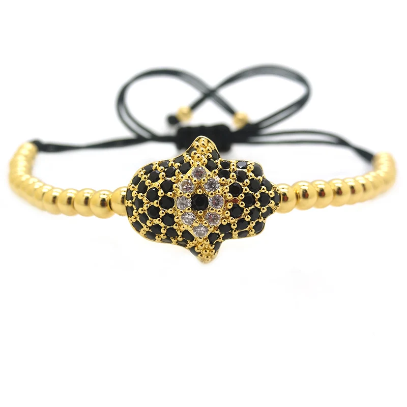 Модный мужской браслет Хамса из розового золота коннектор закаленного глаза и 4