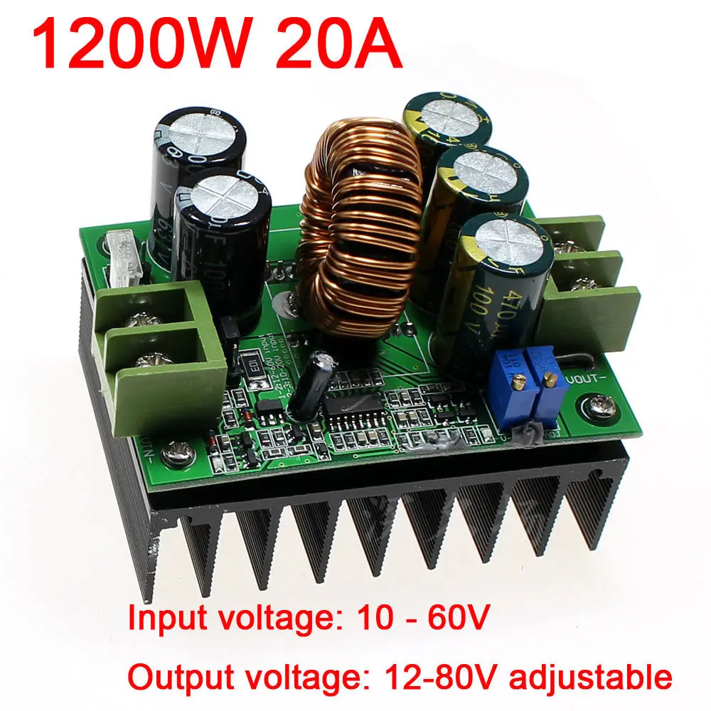 DYKB 1200W 20A DC конвертер Повышающий Модуль источника питания 9V 60V 12V 36V до 83V 24V 48V 72V