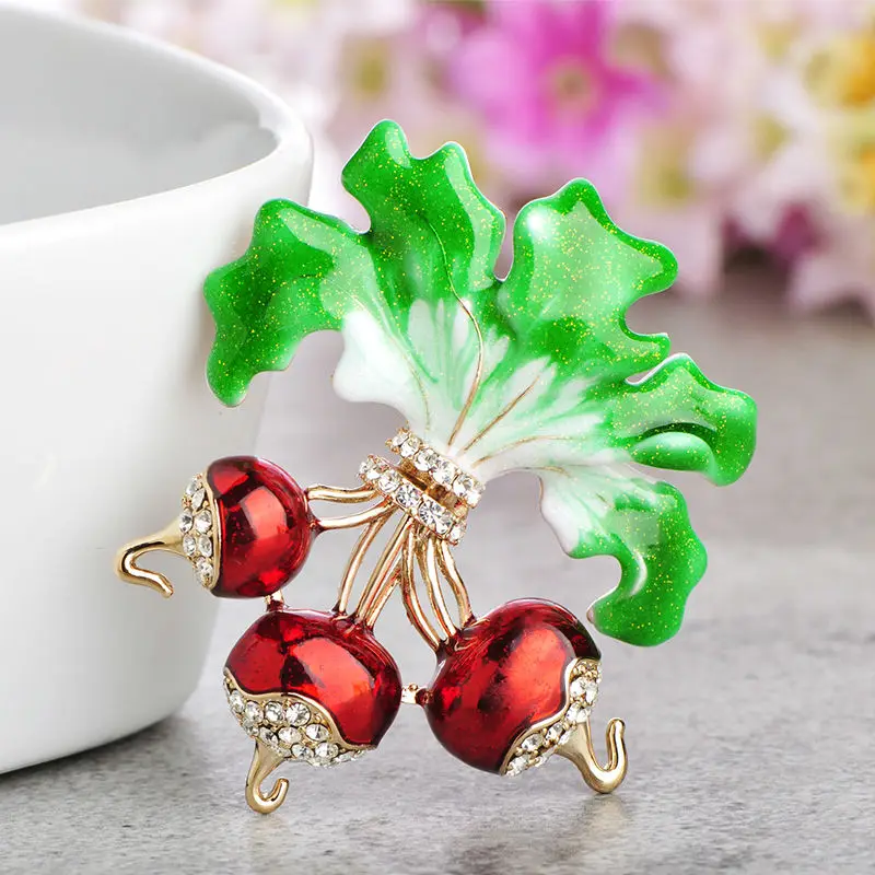 Эмалированная эмалированная брошь в виде редьки каваи форме овощей золотого