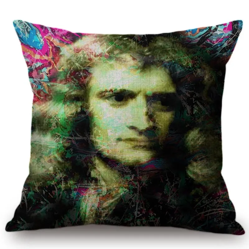 Наволочка для подушки из хлопка и льна с изображением знаменитостей|cushion cover|painting