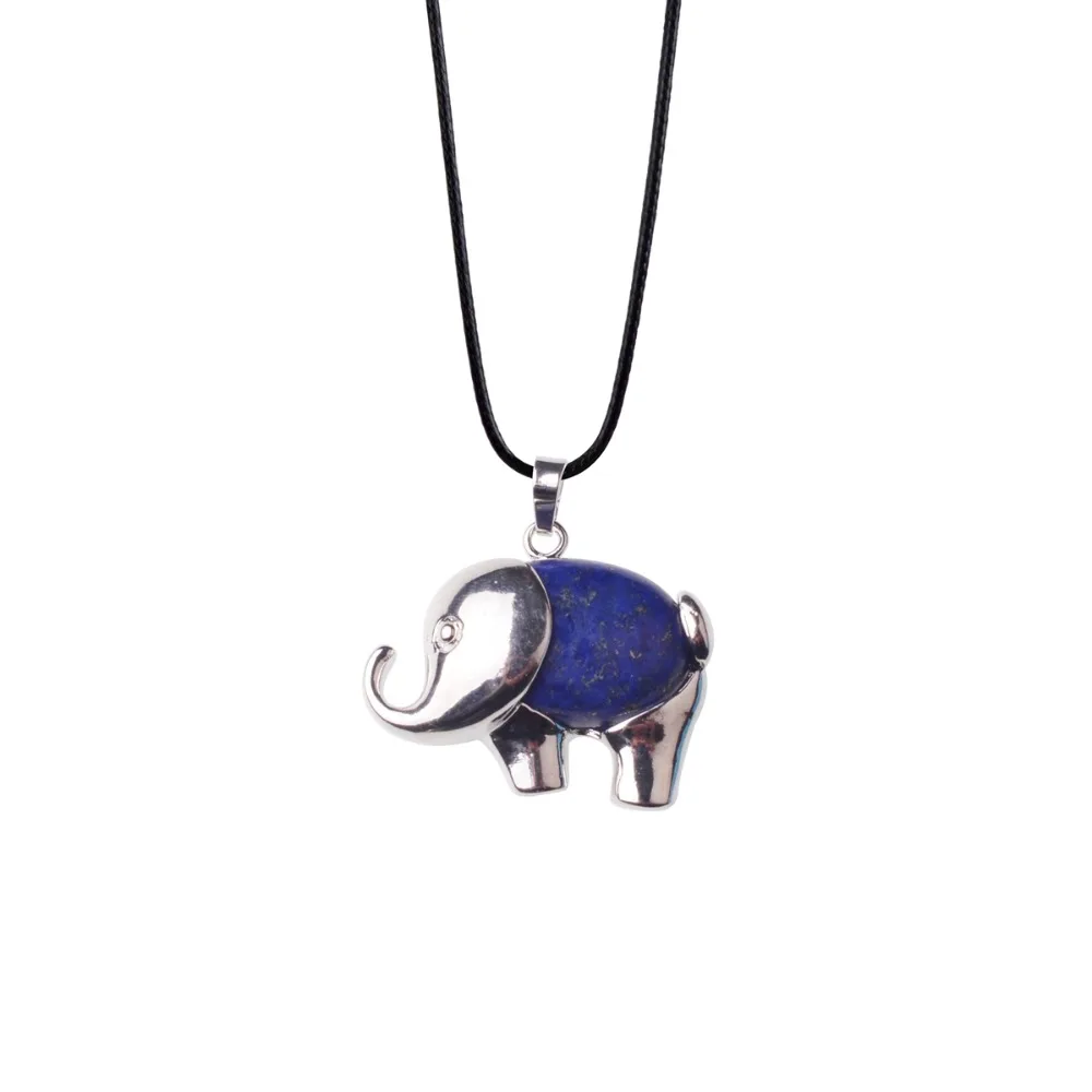 Natural lapis lazuli Auspicious peace Elephant Carved Crystal Rhinestone Antique Pendant Necklace Women's Trendy Jewelry Gift |