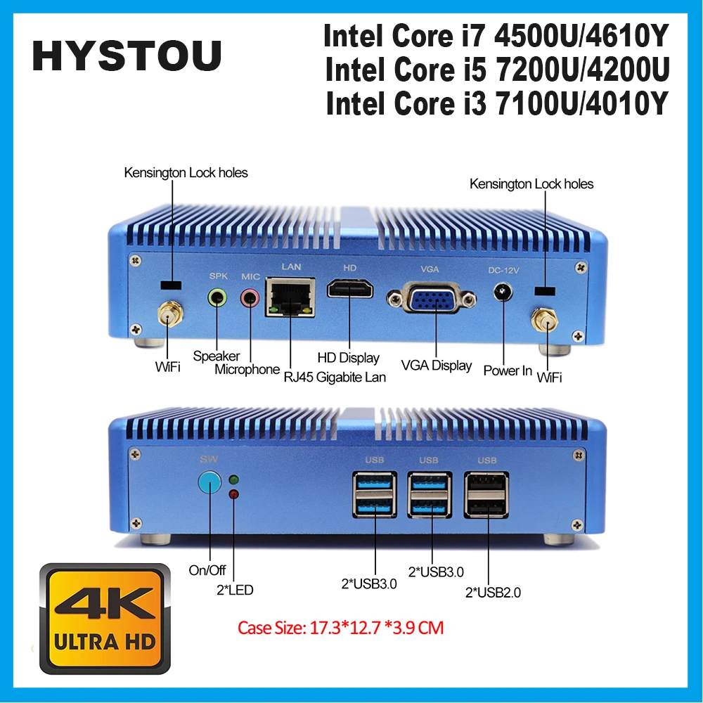 Core i7 Мини ПК 4500U Windows 10 pro Безвентиляторный Компьютер celeron 2955u HDMI HD 4K HTPC Linux Настольный Linux i5 7200U DDR4 ram