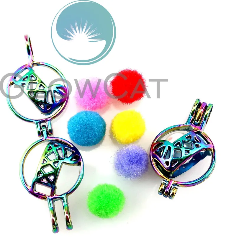 Rainbow Colors Xmas Tree Stocking Sock Elk Bell Beads Cage Perfume Diffuser Oyster Pearl Locket Pendant Christmas Gift | Украшения и