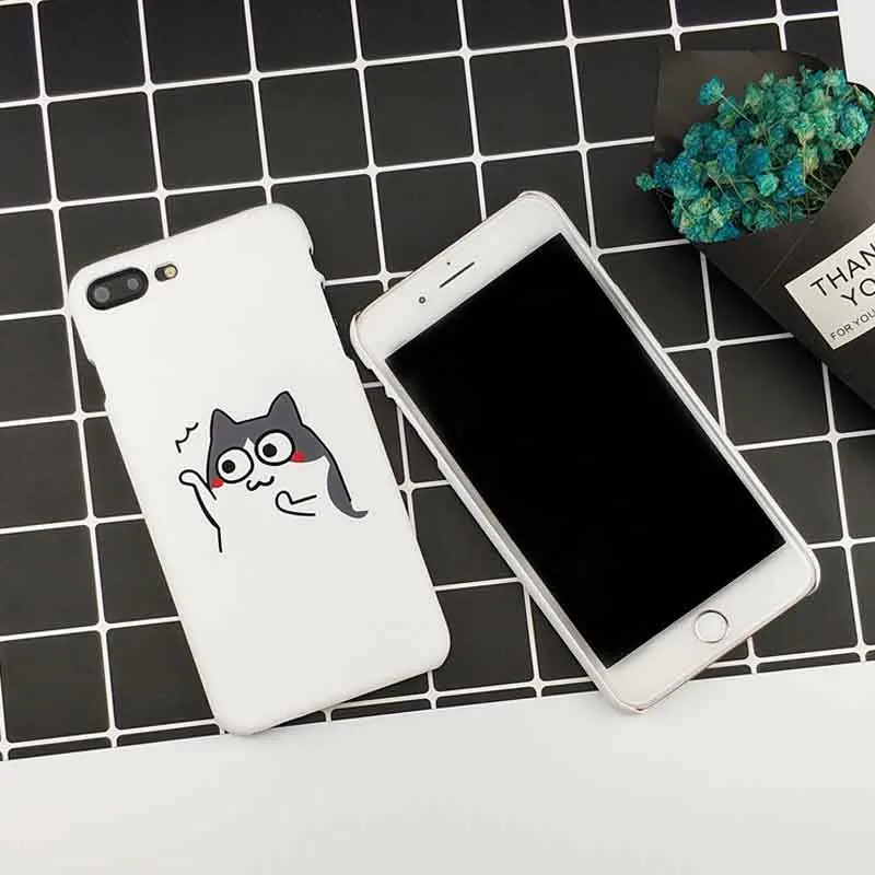 JIBAN Funny Sneaky dancing cat Phone Case for iPhone X 6 6s 6plus 7plus 8 plus Luxury Hard PC Cute Cartoon Couples Back Cover | Мобильные