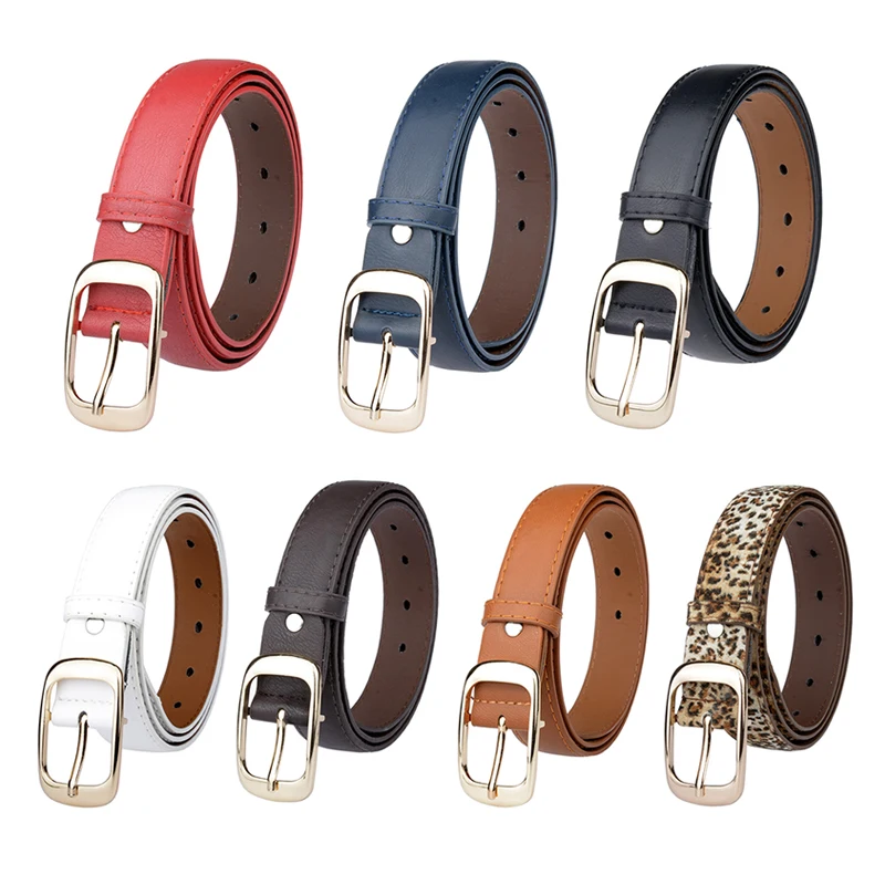 ROSASSY Men Women PU Leather Belt Metal Pink Buckle Design Causal Belts Male Clothing Accessories Off White | Аксессуары для