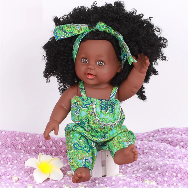 Африканские черные 35 см куклы reborn baby Новорожденные силиконовые Детские