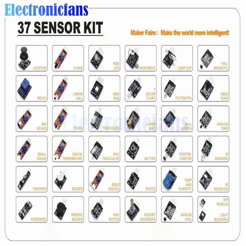 Набор датчиков 37 в 1 для Arduino Raspberry Pi модуль обучающего датчика начинающих