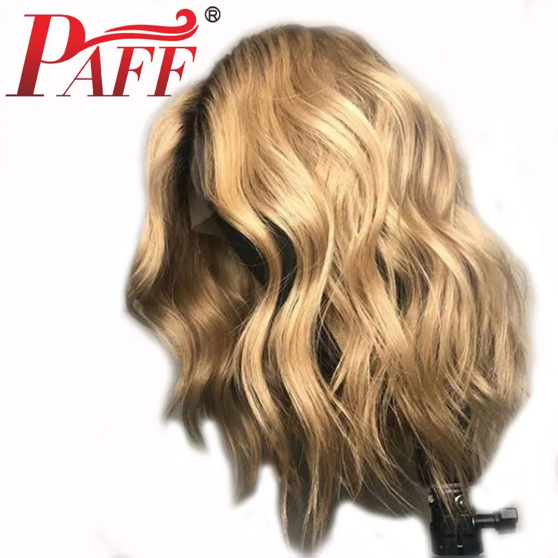 PAFF 13*4 парики из натуральных волос на кружеве 150% плотность 1B27 медовый блонд объемная волна бразильские волосы remy отбеленные узлы с детскими волосами