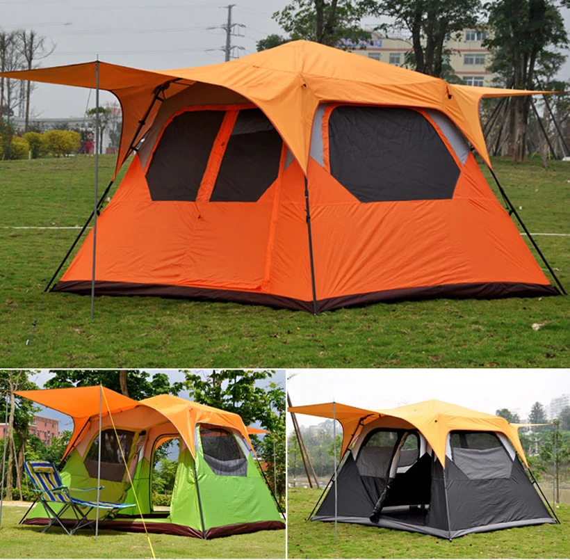 

Alltel Ultralarge 4-6 Person Use Waterproof Carpas De Camping Barraca Large Gazebo Sun Shelter Camping Tent With 2 Halls